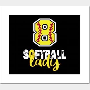 8th Birthday Softball Lady Girl 8 Years Old Softball Lover graphic Posters and Art